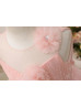 Sleeveless Lace Tulle Curly Hem Beaded Flower Girl Dress